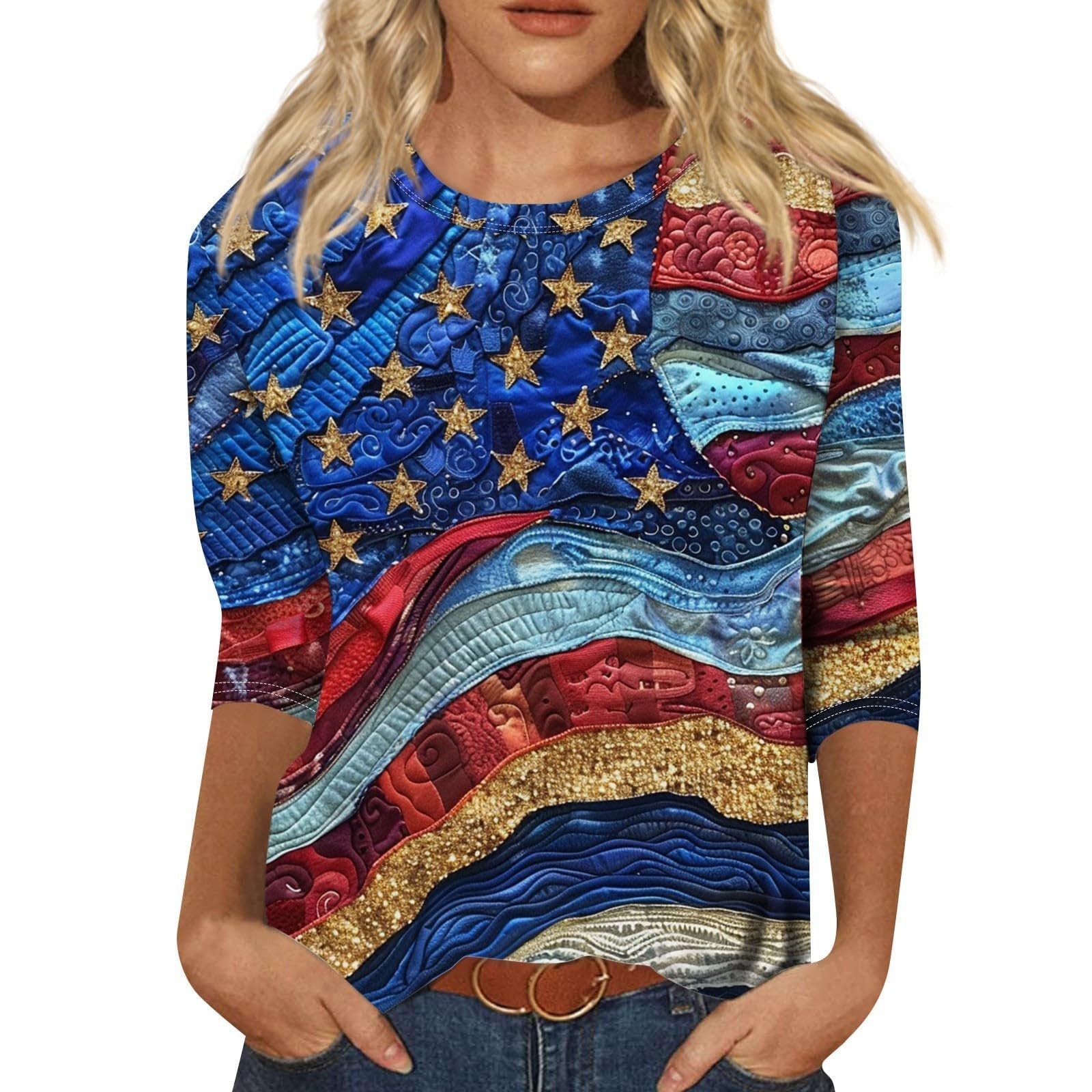 Long Sleeve Round Neck Slim Summer Tie-dyed Printed Clothing - Chic Angle